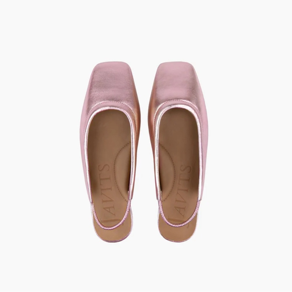 Eric Javits Peyton Pink Metallic Leather Slingback Flat Women’s 7.5